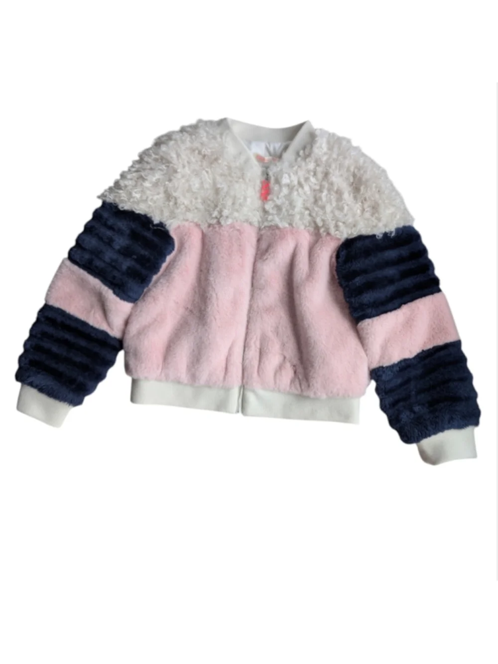 Billieblush Colorblock Faux Fur Pink Kid's Jacket 10T